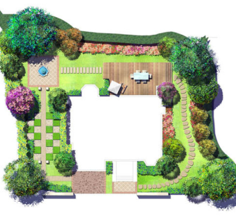 原创PS分层景观平面图之私家庭院3D模型