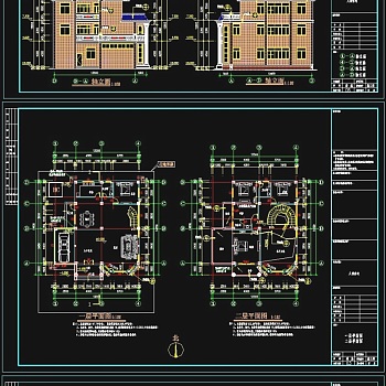 原创三层框剪结构独栋别墅建筑施工图3D模型