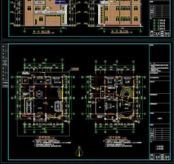 原创三层框剪结构独栋别墅建筑施工图3D模型