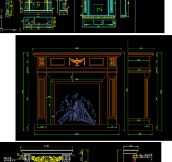 原创整木固装欧式壁炉深化设计CAD-版权可商用3D模型