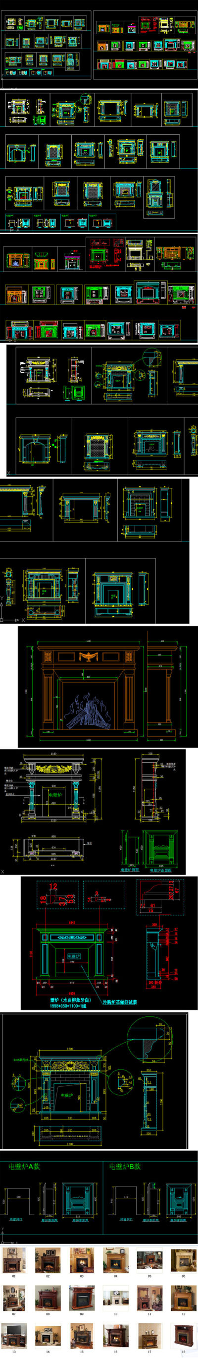 原创整木固装欧式壁炉深化设计CAD-版权可商用3D模型