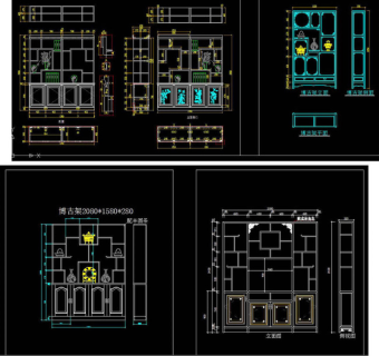 原创整木固装博古架设计深化CAD-版权可商用3D模型