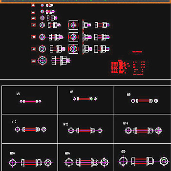 原创CAD建筑五金构件详图螺丝螺栓3D模型