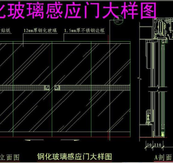 原创钢化玻璃感应门CAD-版权可商用3D模型