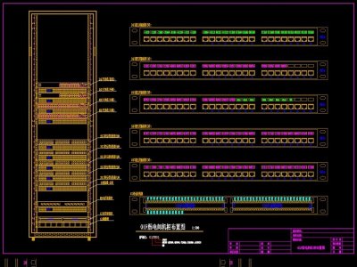 原创弱电汇聚间机柜布置图配线架打线图CAD-版权可商用3D模型