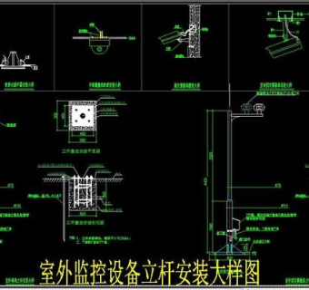 原创室外监控设备立杆安装大样图3D模型