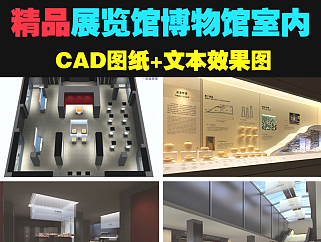 原创展览馆博物馆室内CAD图纸+文本效果图3D模型