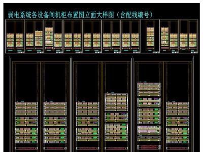 原创弱电系统各设备间机柜布置图立面大样图（含配线编号）-版权可商用3D模型