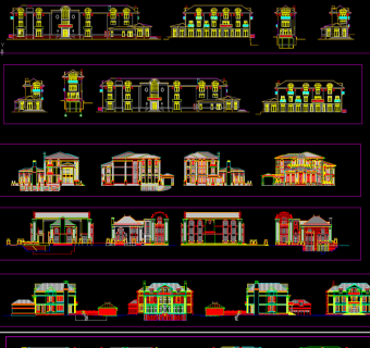 原创别墅外立面图纸CAD图库3D模型