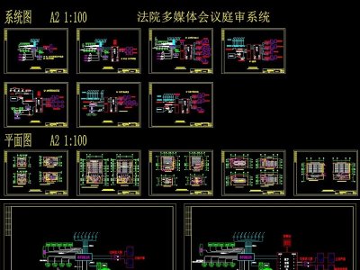 原创法院多媒体会议、庭审系统CAD弱电图纸-版权可商用3D模型