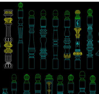 原创楼梯立柱扶手柱头设计CAD图库-版权可商用3D模型