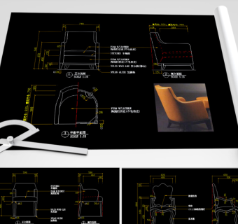 原创休闲椅CAD休闲沙发CAD椅子CAD图库-版权可商用3D模型