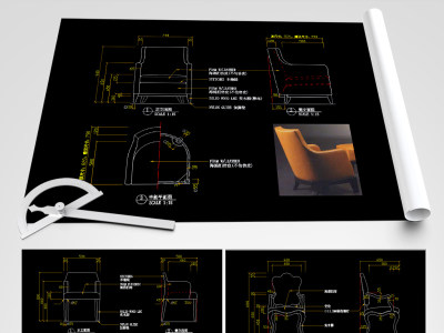 原创休闲椅CAD休闲沙发CAD椅子CAD图库-版权可商用3D模型