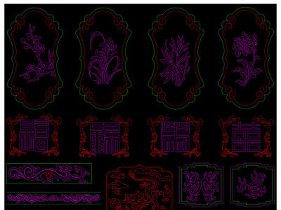 原创新中式花格挂落及绘图素材CAD图库-版权可商用3D模型