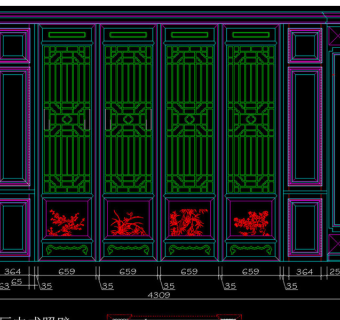 原创新中式屏风花格隔断垭口CAD图库-版权可商用3D模型