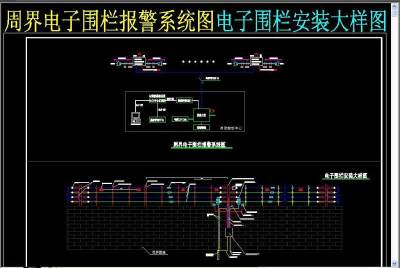 原创周界电子围栏报警系统图电子围栏安装大样图3D模型