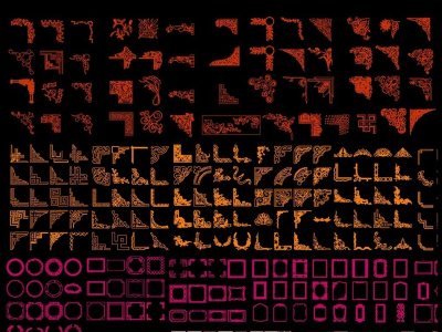 原创CAD角花边框雕刻花纹图案雕花图库-版权可商用3D模型