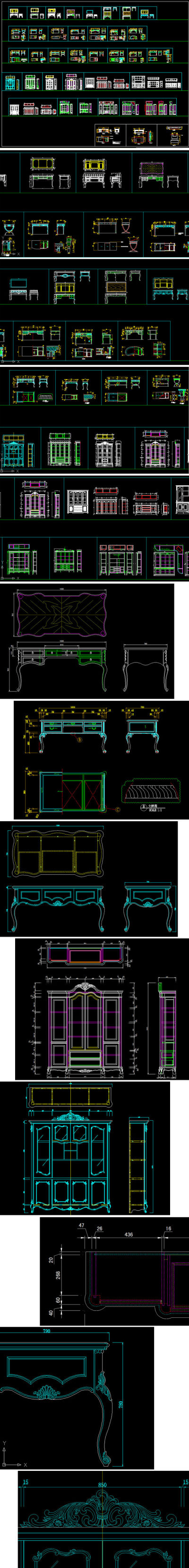 原创欧式家具书桌书柜设计CAD-版权可商用3D模型