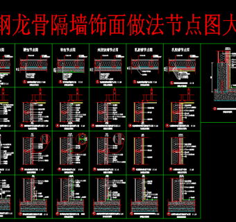 原创轻钢龙骨隔墙饰面做法节点图-版权可商用3D模型