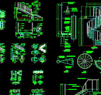 原创CAD旋转楼梯施工图楼梯大样图栏杆详图-版权可商用3D模型