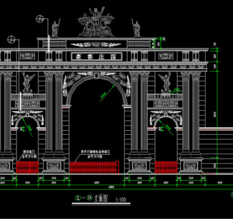 原创7套欧式中式大门cad施工图-版权可商用3D模型