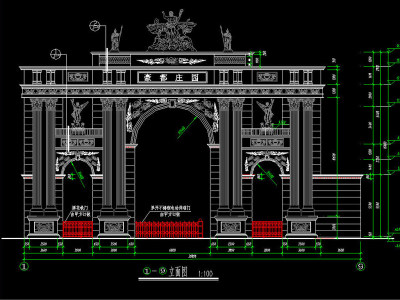 原创7套欧式中式大门cad施工图-版权可商用3D模型