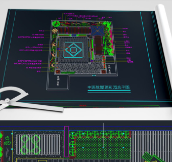 原创多套屋顶花园天台景观花园CAD平面图库-版权可商用3D模型