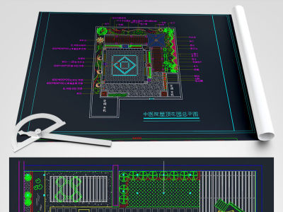 原创多套屋顶花园天台景观花园CAD平面图库-版权可商用3D模型