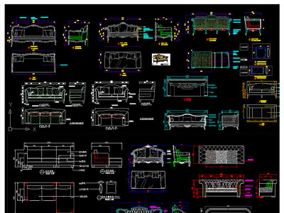 原创百款沙发生产加工CAD图纸-版权可商用3D模型