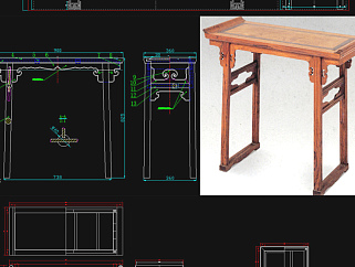 原创明清案几整木设计cad图库-版权可商用3D模型