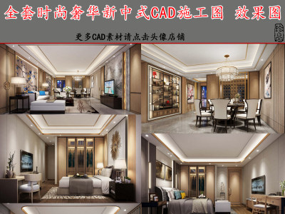 原创全套新中式CAD施工图效果图-版权可商用3D模型