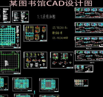 原创图书馆结构CAD图纸3D模型