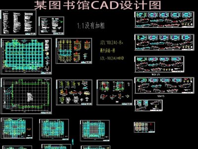 原创图书馆结构CAD图纸3D模型