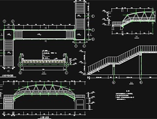原创钢结构过街天桥CAD设计图3D模型