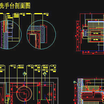 原创CAD卫生间洗手台洗手盆剖面图立面图图库-版权可商用3D模型