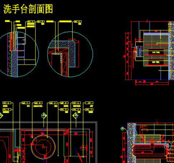 原创CAD卫生间洗手台洗手盆剖面图立面图图库-版权可商用3D模型