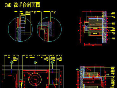 原创CAD卫生间洗手台洗手盆剖面图立面图图库-版权可商用3D模型