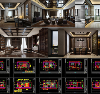 原创CAD标准样板间施工图高清效果图施工说明-版权可商用3D模型