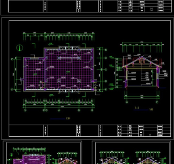 原创木结构仿古建筑书斋建筑施工图cad图纸3D模型