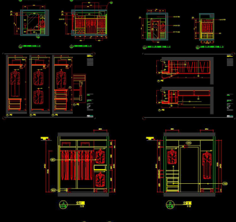 原创CAD衣柜设计施工图纸柜子立面图家具设计3D模型