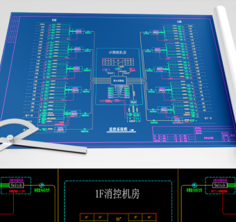 原创网络监控系统图模板（高层建筑）CAD弱电智能化-版权可商用3D模型