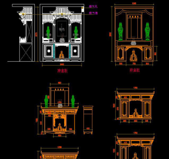 原创神龛神台柜CAD图-版权可商用3D模型