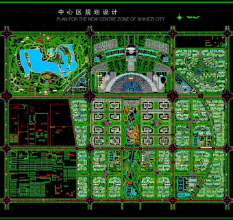 原创城市中心区规划CAD图纸3D模型