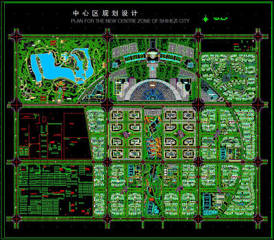 原创城市中心区规划CAD图纸3D模型