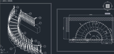 原创弧形实木楼梯cad图-版权可商用3D模型