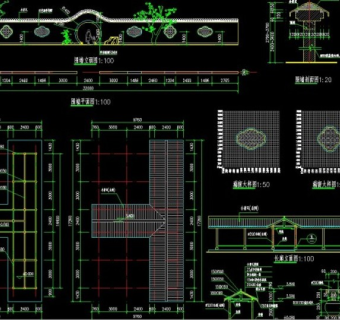 原创园林中式围墙施工图3D模型