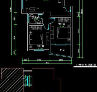 cad三室一厅平面图图片3D模型