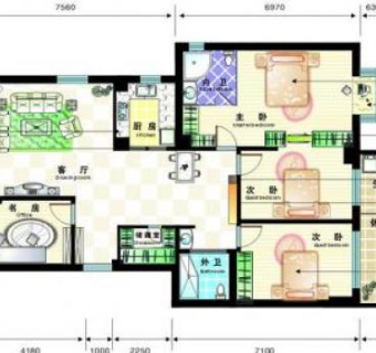 室内设计彩色矢量图图片3D模型