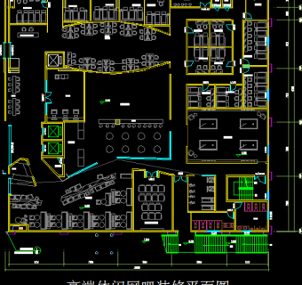高端休闲网吧装修平面图3D模型