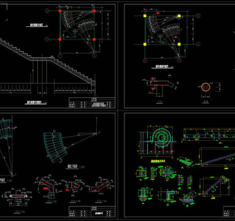 实用旋转楼梯全套图cad图纸3D模型